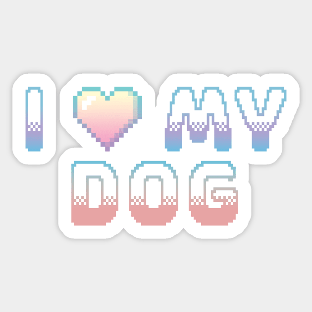 I Heart My Dog Classic Video Game Graphic Rainbow Pastel Gradient Sticker by ArtHouseFlunky